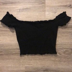 Black off the shoulder crop top
